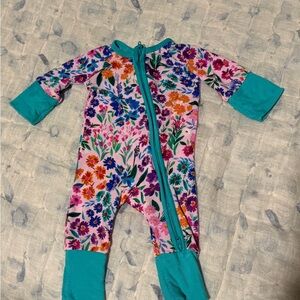 Little Sleepies Floral Kids Pajamas with Teal Trim